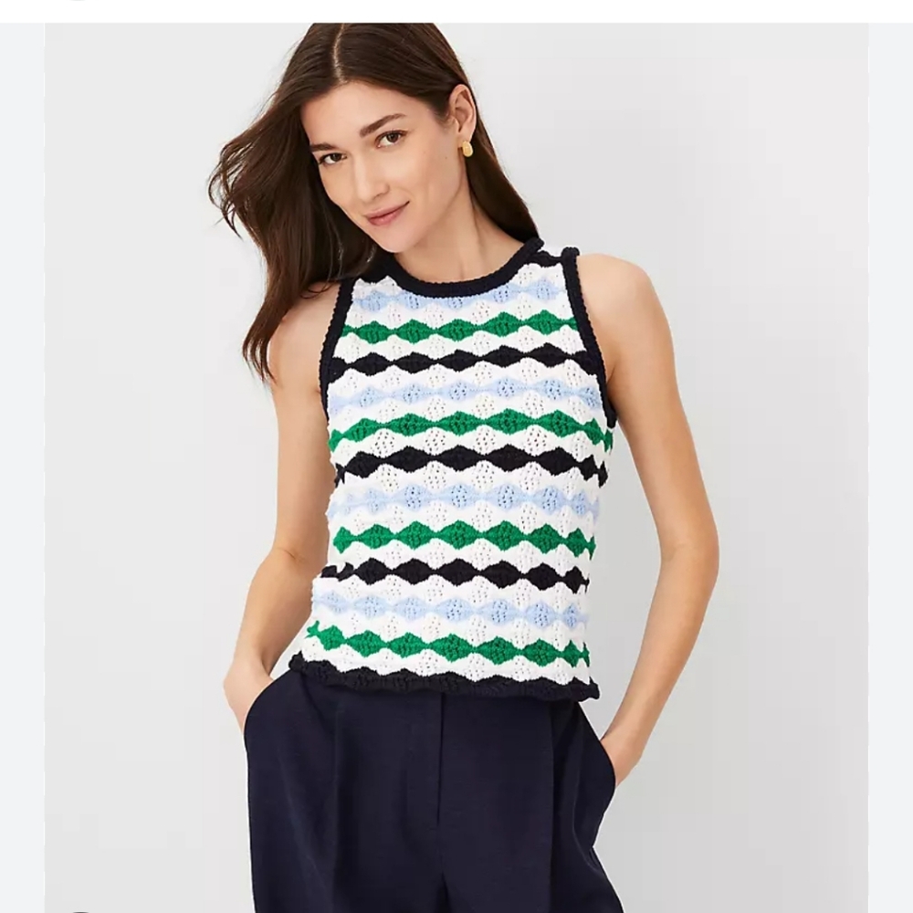 Striped Crochet Halter Shell